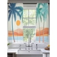 thumbnail image 2 of Boho Summer Beach Sheer Curtains 72 Inch Length 2 Panels Set, Abstract Tropical Palm Trees Watercolor Voile Window Treatment Curtains Sheers Drapes for Bedroom/Living Room/Kitchen 52"x72"x2, 2 of 7