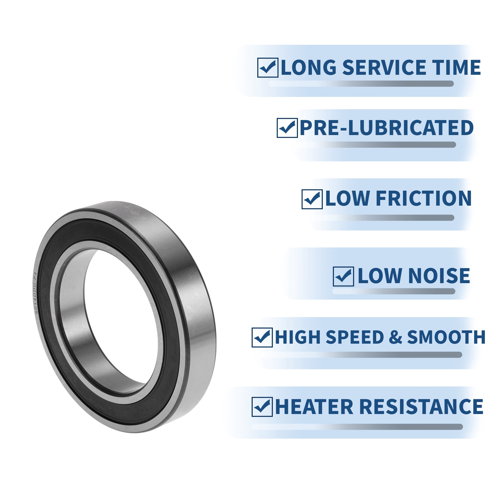 Unique Bargains 6014DDU Deep Groove Ball Bearings 70x110x20mm P4 Double Rubber Seal Lubricated Bearings 1 Pcs Car Silver Tone,Black