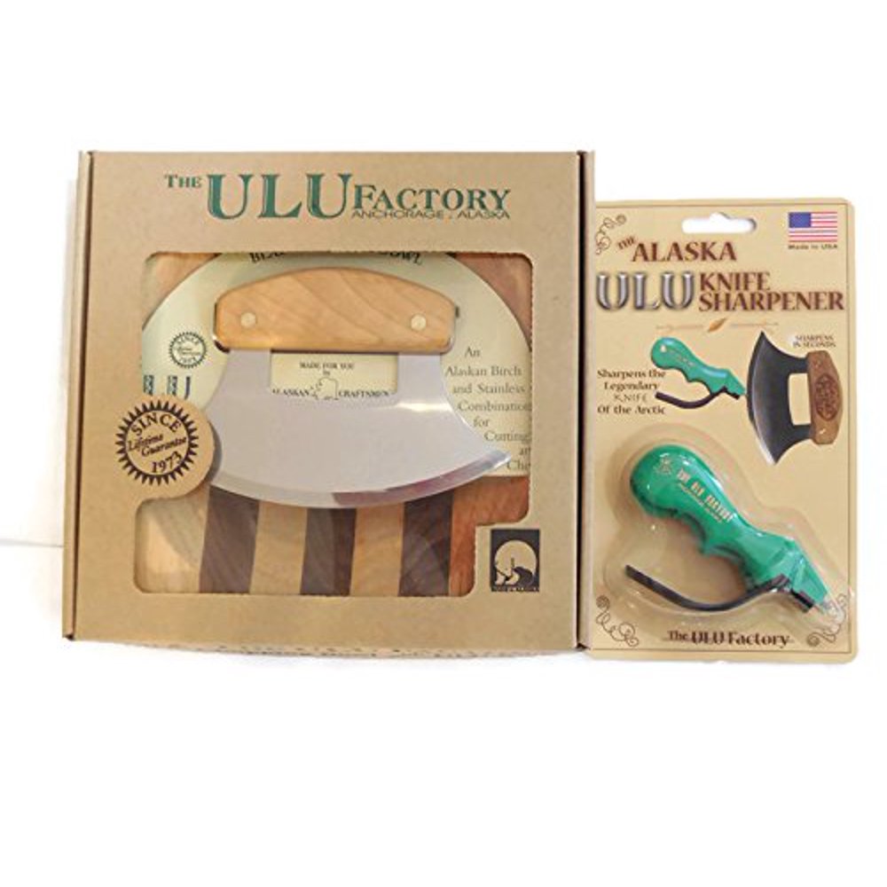 Alaska Ulu Knife And Chopping Bowl Set Bundle With Ulu Knife Sharpener