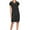 Black, variant on Kmdttou Women's Short Sleeve Loose Plain Dresses Women's Casual Fashionable Solid Color Slit Short Sleeved V-neck Dress