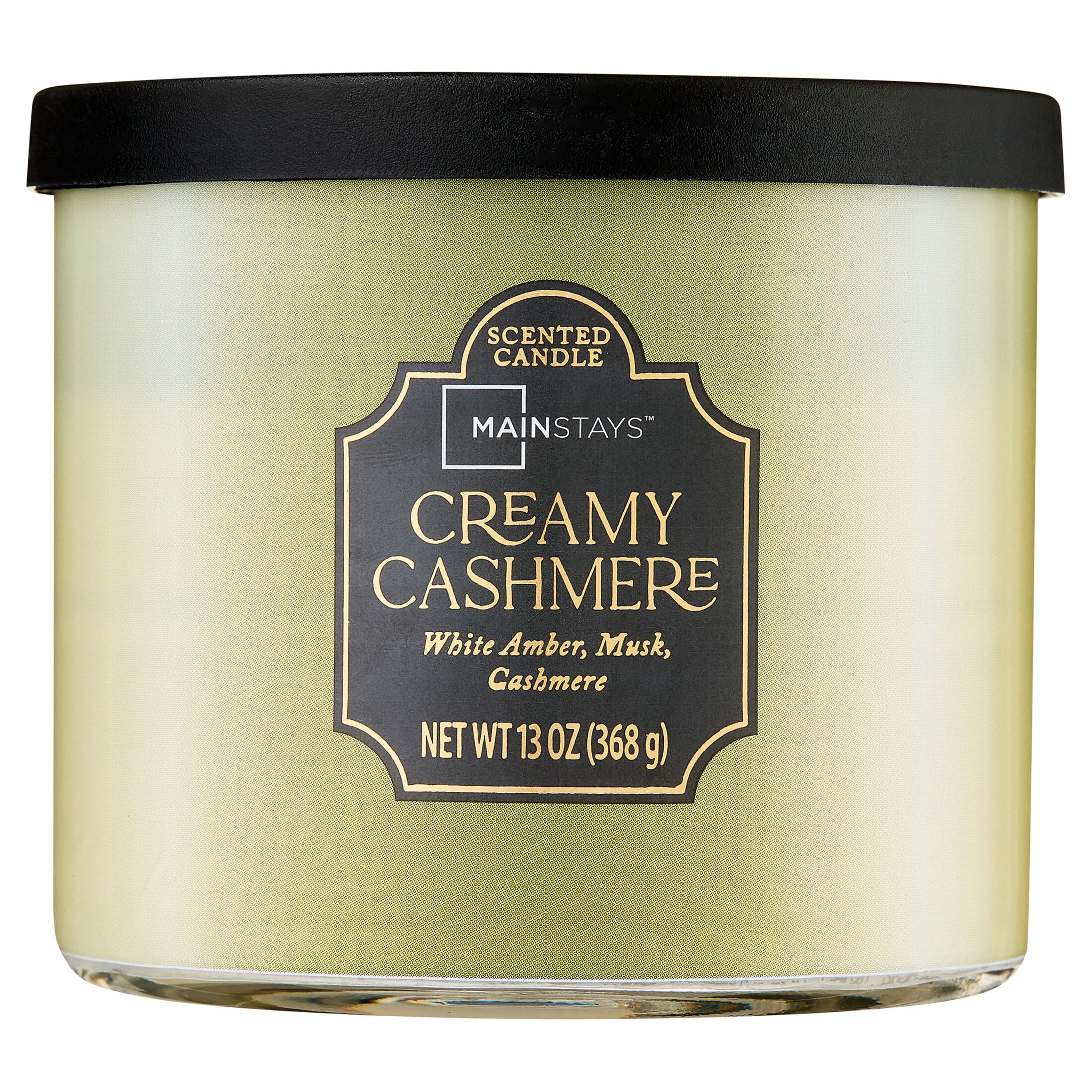 Mainstays 3-Wick Glass Jar Candle with Decorative Wrap, Creamy Cashmere, 13 oz
