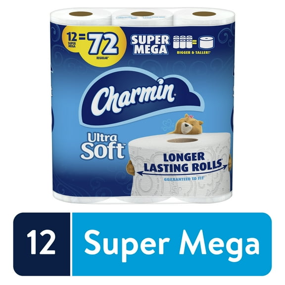 Charmin Ultra Soft Toilet Paper, 12 Super Mega Rolls