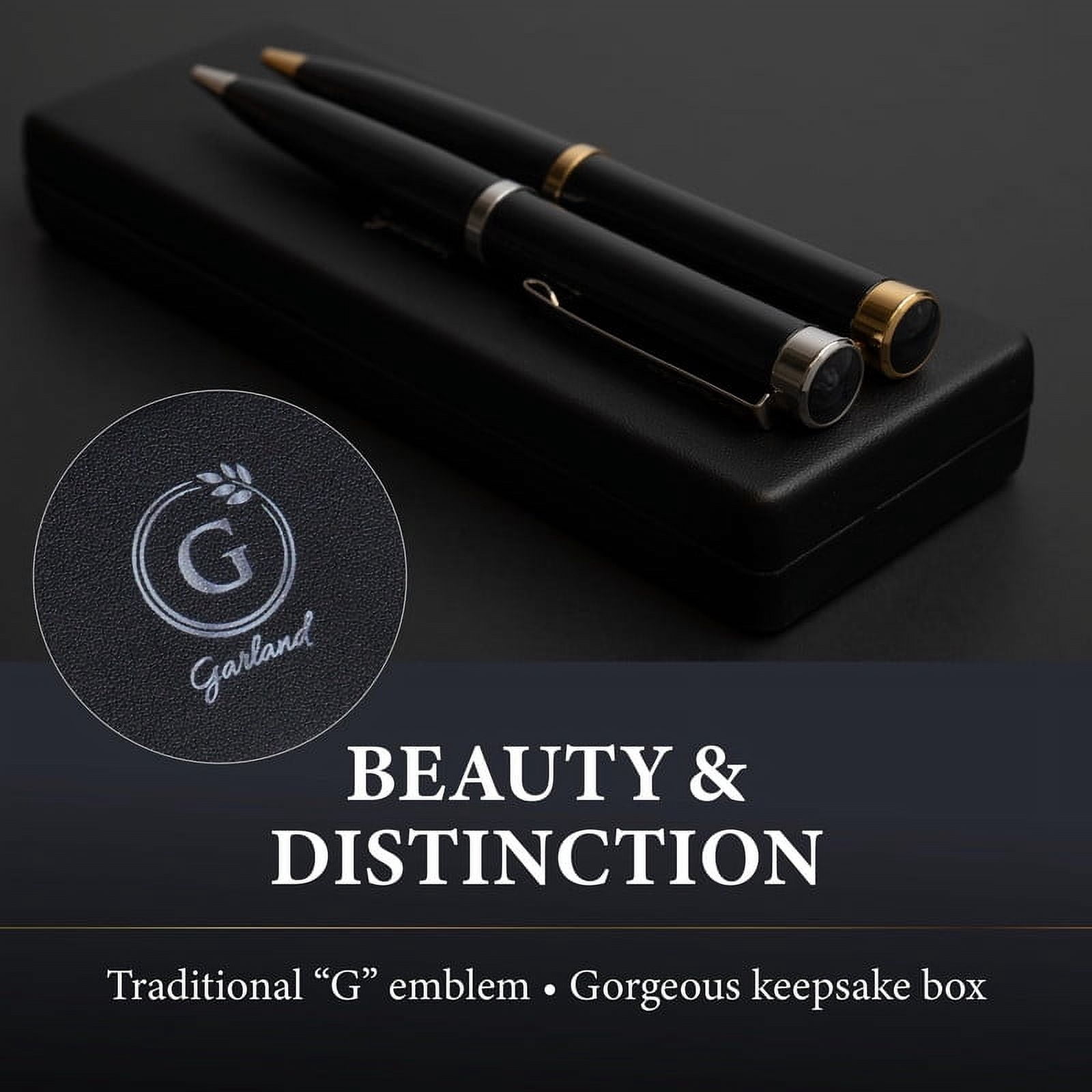 Garland Luxury Executive Twist Pen – Made in USA - Heirloom Quality All Brass Pen, Premium Gift Box, Executive Desk, Gifts, Clients, Graduates, Professionals, Refillable - Black with Gold Trim