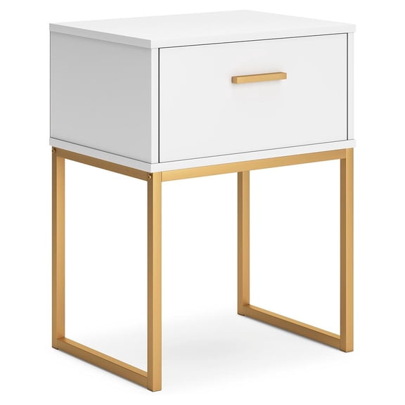 Signature Design by Ashley Socalle 1 Drawer Nightstand, White/Gold