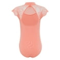 thumbnail image 2 of Haitryli Kids Girls Cap Sleeve Floral Lace Ballet Dance Leotard Backless Gymnastics Jumpsuit One Piece Bodysuit Dancewear Coral Pink 5-6, 2 of 5