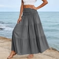 thumbnail image 4 of BUIGTTKLOP Women's Maxi Skirt Elastic Waist Summer a Line Long Skirts Boho Flowy Smocked Skirts 2026, 4 of 6