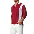 thumbnail image 6 of hirigin Men’s Shirt Long Sleeve Turn-down Collar Zipped Patchwork Fall Tops for Casual Daily, 6 of 9