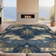 thumbnail image 2 of Design&I 9'x12' Washable Area Rug Snag-Free Ocean Nautical Vintage Wave Map With Anchor Accents Sea Turtle Refined for Dining Room, Basement, Large Office, 2 of 7