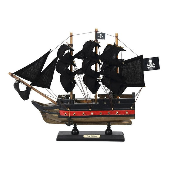 HANDCRAFTED NAUTICAL D√âCOR Wooden Calico Jacks The William Black Sails Limited Model Pirate Ship 12"