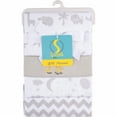 Spasilk 4 Pack Cotton Flannel Receiving Blankets, Grey Animals