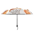 thumbnail image 3 of Watercolor Basketballs and Hoops All Weather Umbrella Triple Folding Parasol 6 Ribs UV Protection Portable, 3 of 8