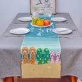 thumbnail image 4 of Table Runner Dresser Scarves 72 Inch Long, Summer Flip Flops on Sandbeach Linen Dining Table Runners Starfish Conch on Seaside Tabletop Scarf for Wedding Holiday Party Kitchen, 4 of 7