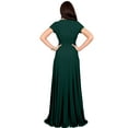 thumbnail image 5 of KOH KOH Long V-Neck Flowy Cap Short Sleeve V-Neck Bridesmaid Wedding Guest Party Formal Summer Sundress Tall Gown Maxi Dress Dresses For Women Emerald Green XXX-Large US 22-24 NT074, 5 of 6