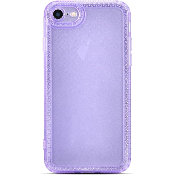 for iPhone 7/8 Case, iPhone SE Case Cute Clear Bling Crystal Diamond Phone Case, with Sparkle Camera Len Protector Soft TPU Cover Case for Women Girls, Purple