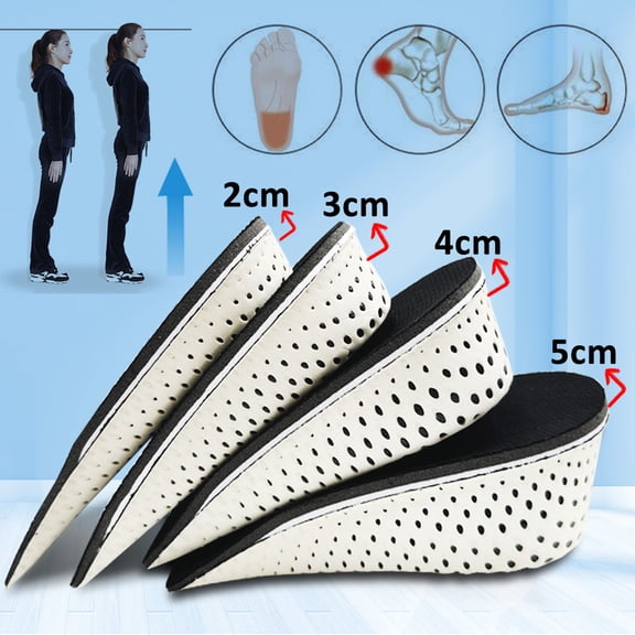 Invisible Height Increase Insole Unisex 2-5CM Half Heel Shoe Insoles Breathable Ultra Light Elevated Sports Shoes Pad Cushion Height 2cm