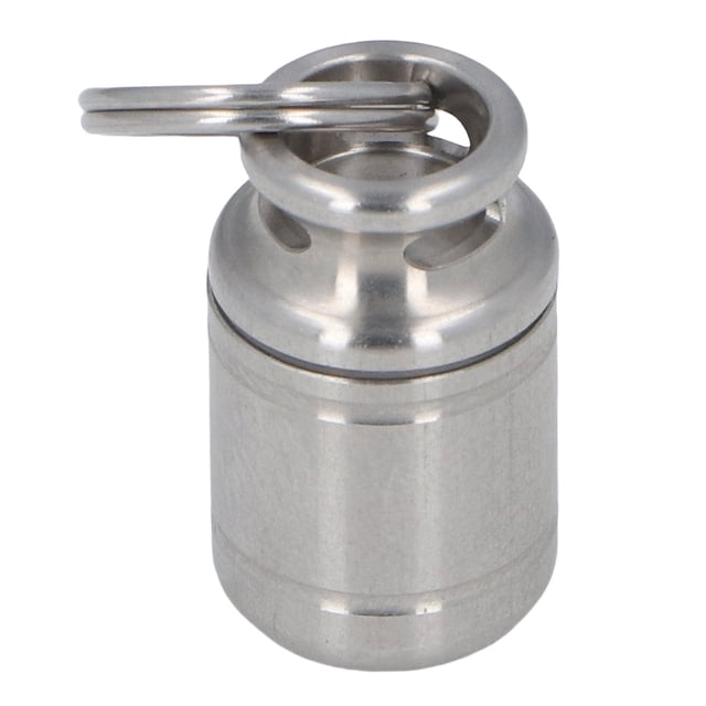 Keychain Pills Holder, Stainless Steel Portable Pocket Small Vitamin Box, Airtight Metal Pills Container Case, Mini Capsule Bottle Pouch Organizer for Travel Camping Outdoor