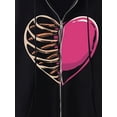 thumbnail image 5 of Women Hooded Coat, Long Sleeve Skull/ Spider Web/ Heart Printed Zipper Fall Spring Casual Jackets, 5 of 7