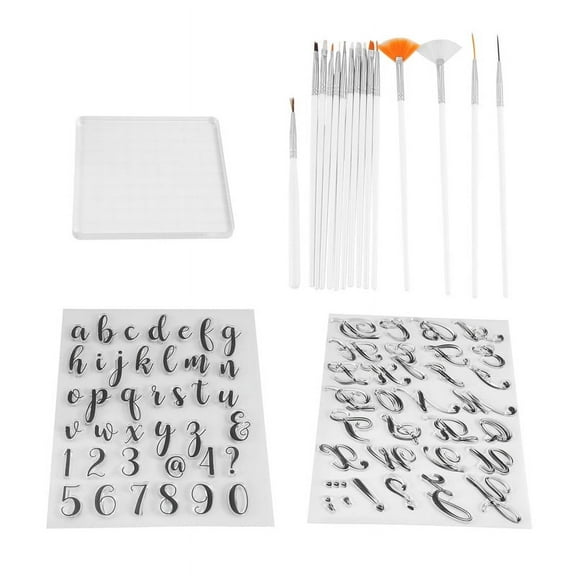 Alphabet Cake Stamp Tools,Letter Fondant Stamps with Decorating Brushes,Numbers Fondant Mold for Cookie Cake Decorating