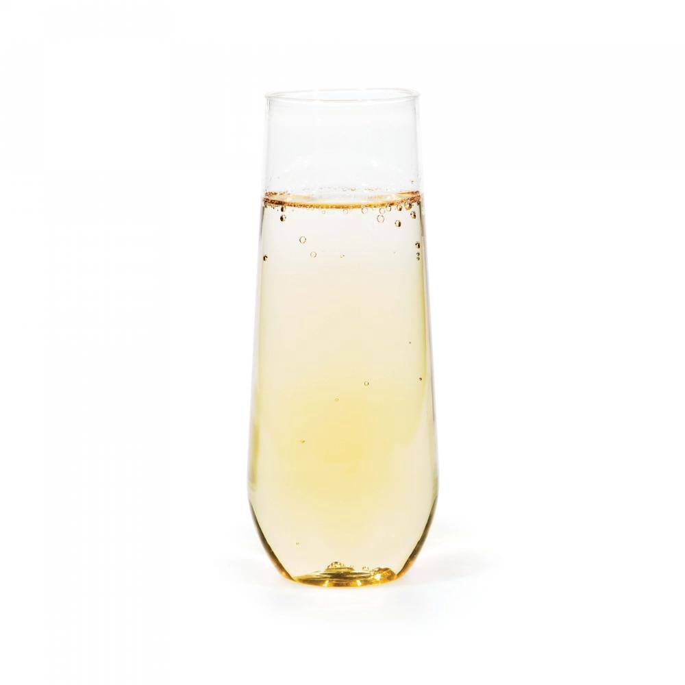 24/Case Bulk Clear 9 oz Plastic Stemless Champagne Flutes