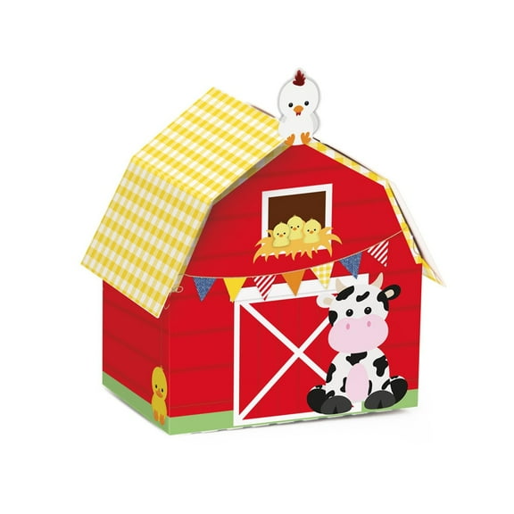 Farm Animals Birthday Decorative Treat Box-8 Pack 3.9 x 2.7 x 4.1â€ Boy Baby Shower| Farm Party Decoration| Barnyard Theme Birthday