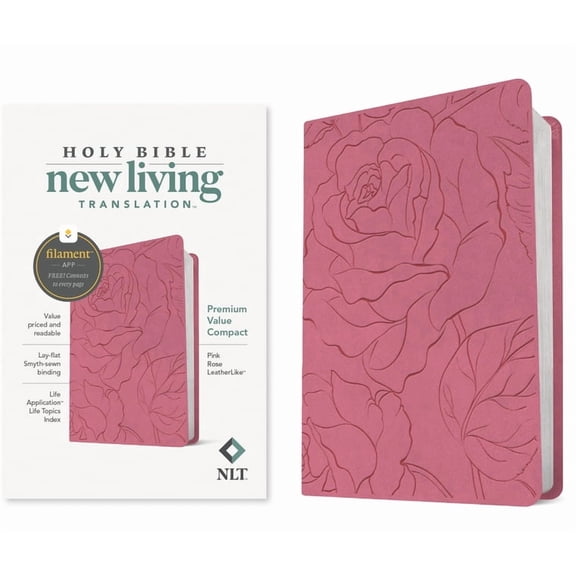 NLT Premium Value Compact Bible, Filament Enabled (Leatherlike, Pink Rose), (Hardcover)