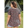 thumbnail image 2 of TIYOMI Ladies Plus Size 4X Swing Flowy Tops Henley Blouses Summer Short Sleeve Buttons Up Tunics Orange Floral Dressy Blouses Pleated Babydoll Casual Shirts Solid Tee Fall Tunics 4XL 24W 26W, 2 of 6