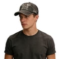 thumbnail image 2 of Helii Men Women Distressed Baseball Cap Dad Hat: Vintage Washed Cotton Cap with Not Dead Hard to Kill Embroidery Slogan Curved Brim Unstructured Adjustable Black,One Size, 2 of 4