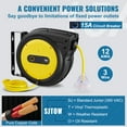 thumbnail image 4 of KFFKFF Enrouleur de Câble d'Alimentation Rétractable, 80 Pi, Cordon d'Extension Durable 12AWG/3C SJTOW avec Triple Prise Éclairée, Protection contre les Surcharges de 15 Amp, Support Rotatif à 180° pour Installation au Plafond/mur, 4 of 9