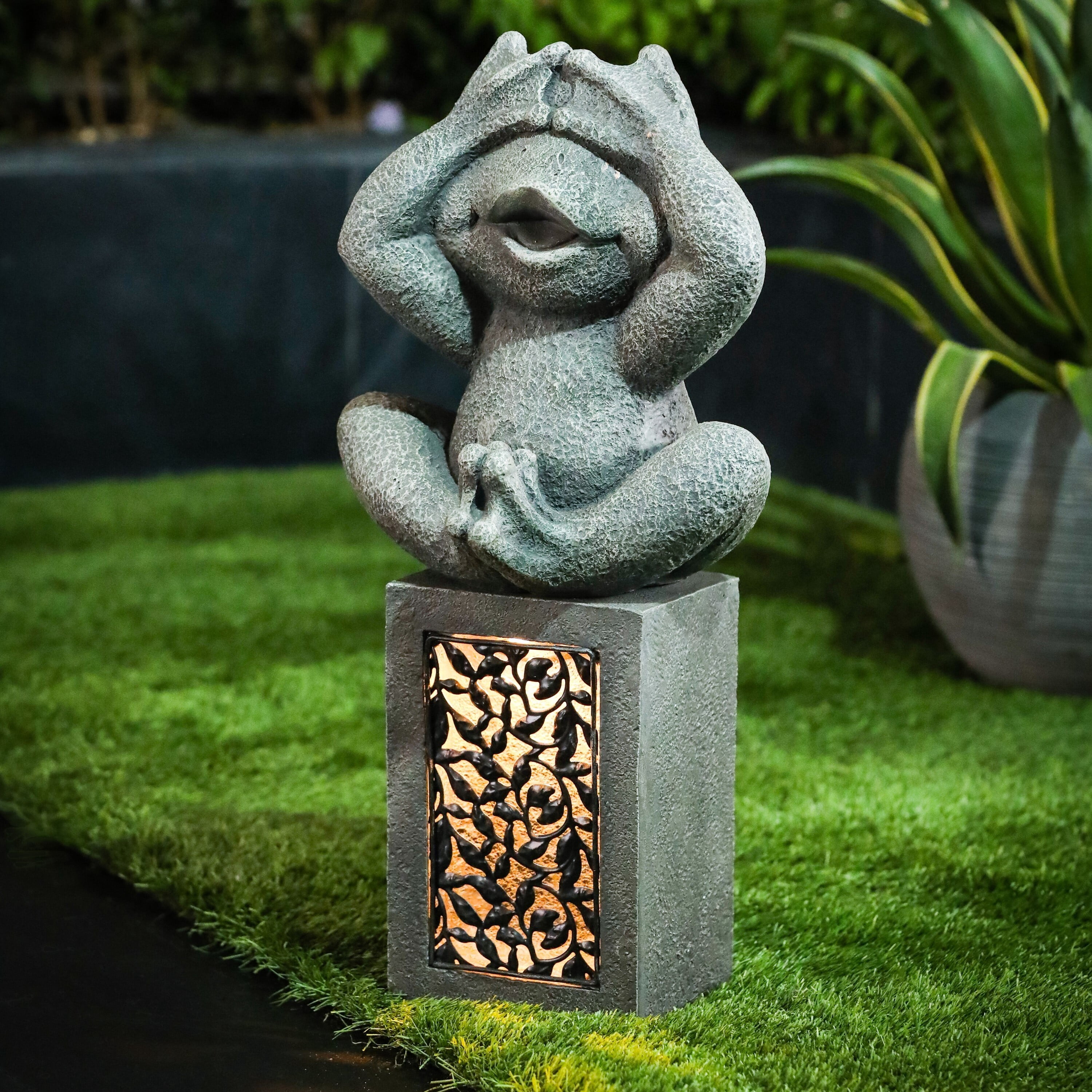 Luxen Home See, Hear, Speak No Evil Set of 3 Garden Frog Solar