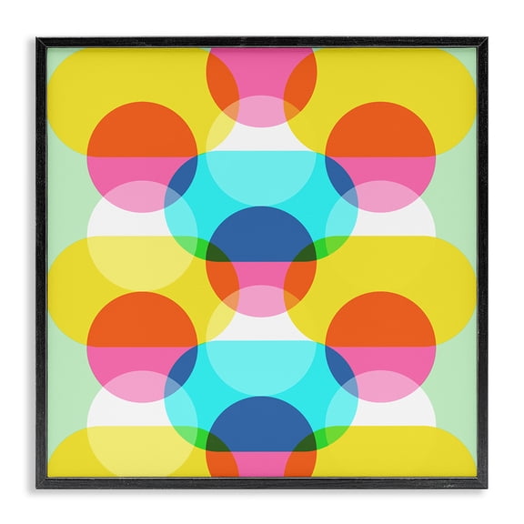 Stupell Industries Modern Vivid Layered Shapes Pattern Black Framed Giclee Art, 12 x 12, by Lil' Rue