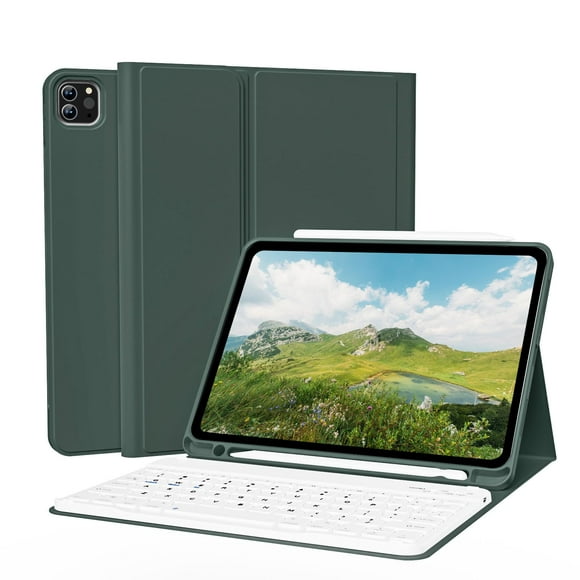 Funda de teclado KVTVOU para iPad Pro de 11 pulgadas de 4.ª, 3.ª y 2.ª generación, color verde oscuro