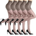 thumbnail image 2 of Alkepwun Sheer Tights for Women 5 Pairs Control Top Mesh Stockings High Waist Pantyhose with Reinforced Toes, 2 of 3