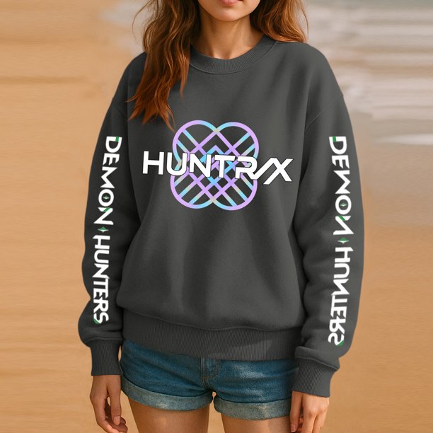 Pop cazadora para niña Demo-n Hunters Sweatshirt,HUNTR/X Rumi,Mire Zoeyy Kids Long Sleeve Sweatshirt,Cute Anime Chibi Style Tee for Fans, Teen Girls & Women | Soft Comfortable Casual Daily Tops