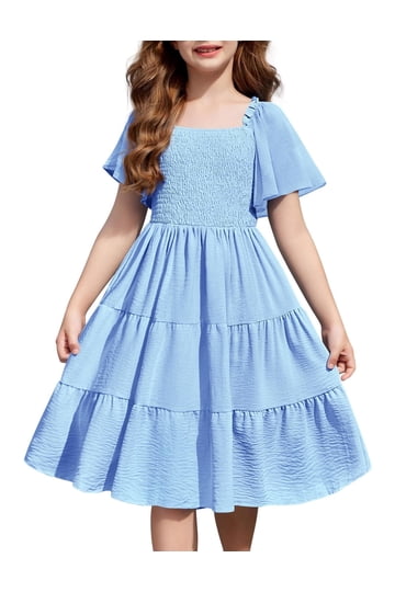 blue dress cute Blue Satin Long Princess Dress, Cute Short Sleeve Ball Gown Sweet 16 D