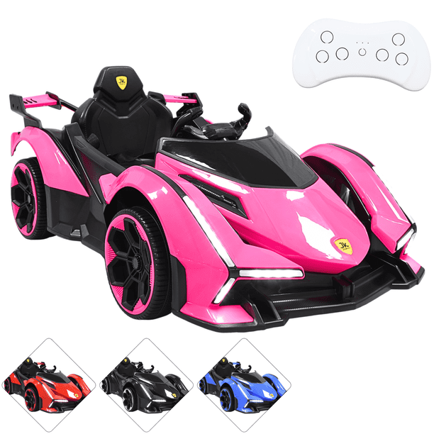 Montable Eléctrico para Niños Deportivo Lambo Luces Sonido Control Remoto Bluetooth Batería 12v - Rosa