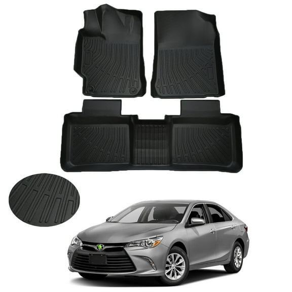 Canvcle Custom Fit for Floor Mats Toyota Camry 2015 2016 2017 Accessories All Weather Floor Liners Front & 2nd Row TPE Waterproof Fit for Hybrid and Non-Hybrid Models
