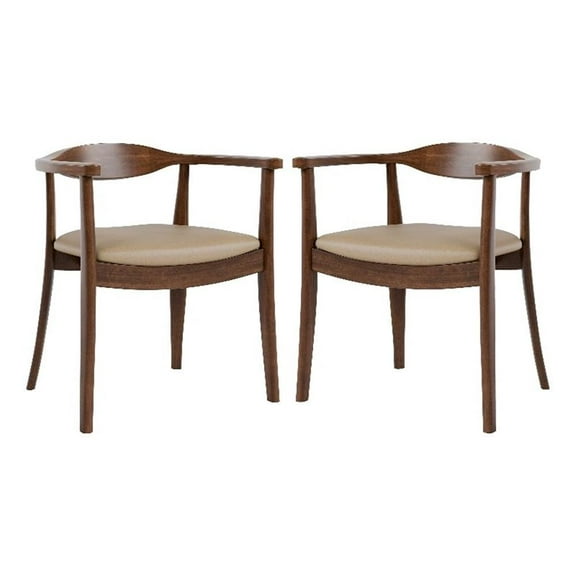 Furniture of America Ralmon Solid Wood Side Chairs in Rich Walnut (Set of 2)