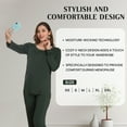 thumbnail image 5 of GUdiPUdi Women's V Neck Viscose made of Bamboo Pajama Set Moisture Wicking Long Sleeve Cozy Sleepwear PJs for Night Sweats Dark Green, 5 of 8