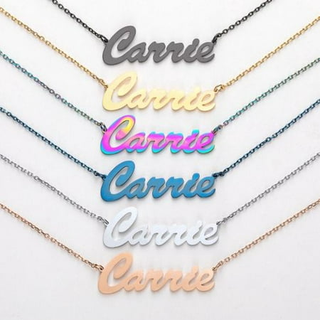 Personalized Women's Assorted Colors, Stainless Steel Script Name Necklace