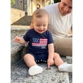 thumbnail image 5 of BemeyourBBs Newborn Baby Boy Girl 4th of July Outfit Summer Clothes Infant Baby Patriot Independent Day Clothes Waffled Stripes Romper Short Sleeve American Flag Embroidery Jumpsuit Bodysuit Playsuit, 5 of 9