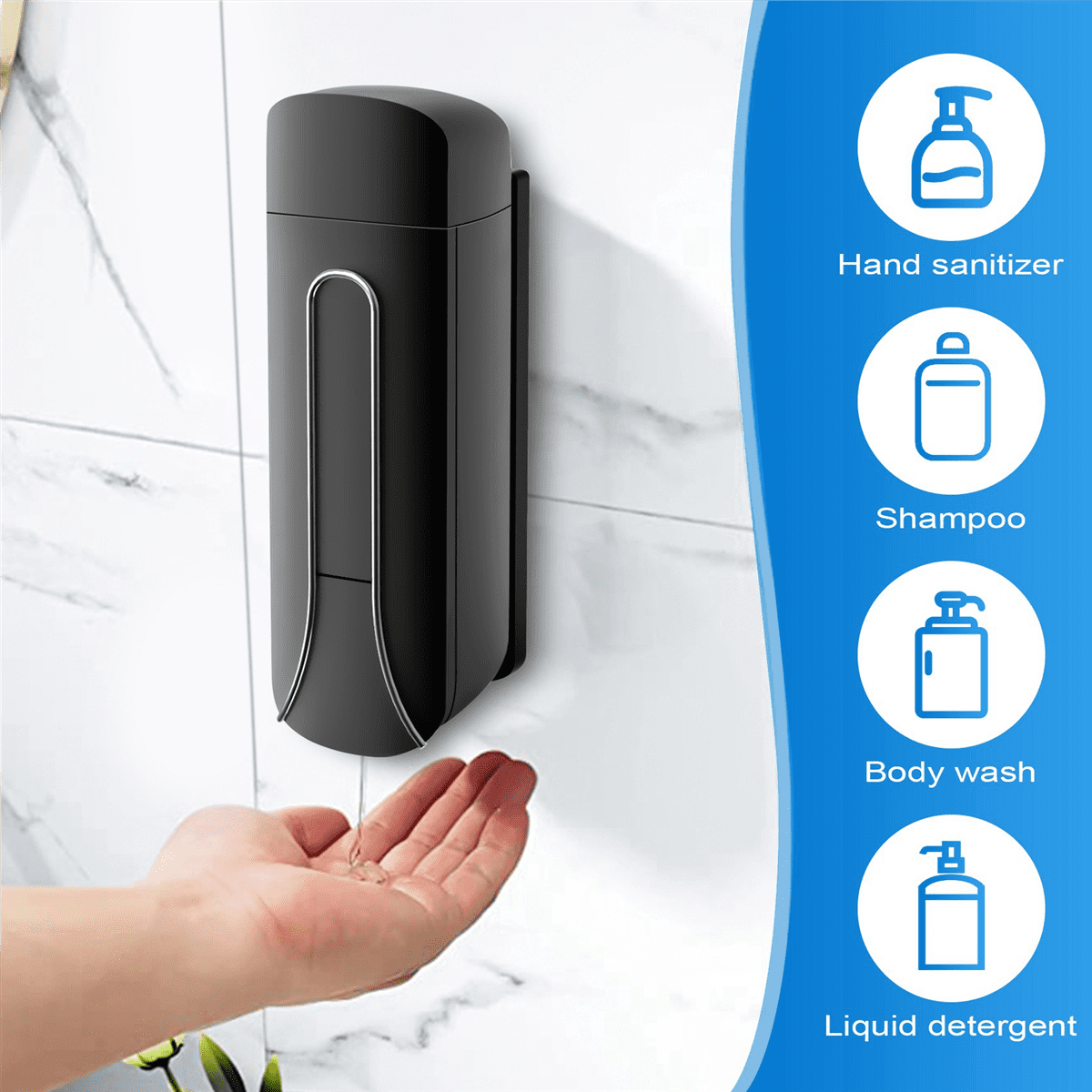 4Pcs Wall Mounted Bathroom Plastic Liquid Soap Dispenser 350Ml Shower Gel Detergent Shampoo Bottle for Kitchen Hotel