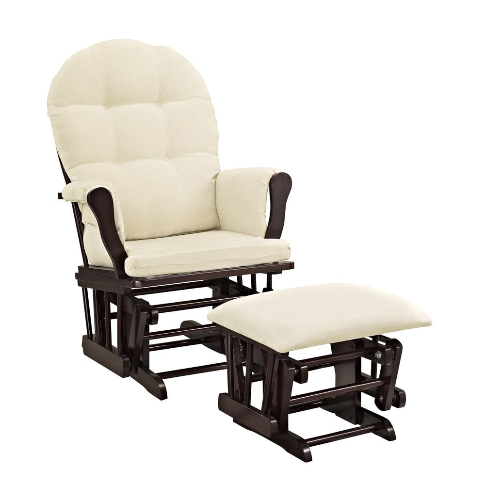 Angel Line Windsor Glider and Ottoman Espresso Finish with Gray Cushions Walmart