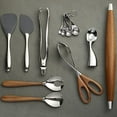 thumbnail image 5 of Nambe Curvo Salad Scissors, 13" Kitchen Tongs for Cooking, Stainless Steel and Acacia Wood, 5 of 6