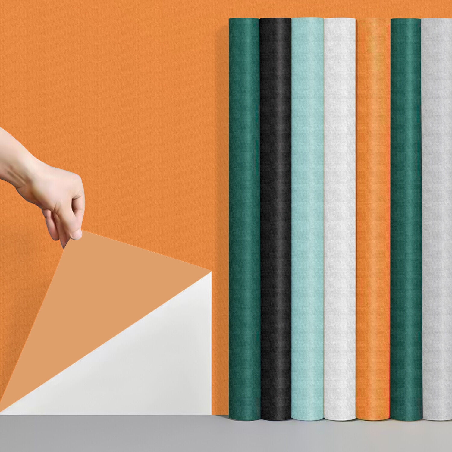 Htwon Self Adhesive PVC Wallpaper Roll Peel & Stick Solid Color for Kitchen Countertop