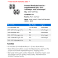 thumbnail image 2 of Front and Rear Brake Rotor Set - Compatible with 2005 - 2010 Volkswagen Jetta Turbocharged 2006 2007 2008 2009, 2 of 2