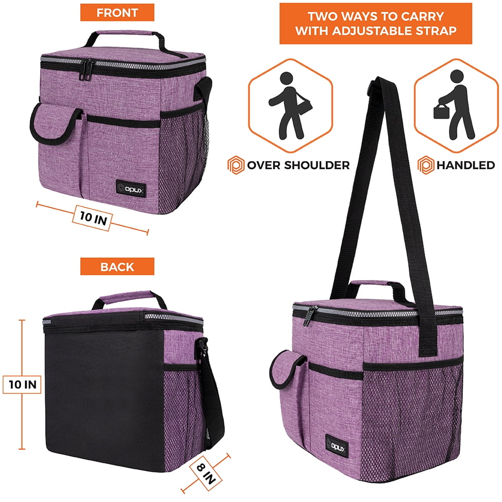 OPUX Large Insulated Lunch Bag for Men Women, Leakproof Thermal Lunch Box  Work School, Soft Lunch Cooler Tote Bag with Shoulder Strap for Adult Kid,  Boy, Girl, Reusable Lunch Pail, Purple 