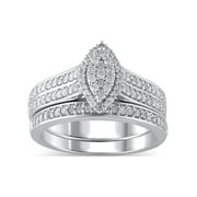 1/2 Ct Forever Bride Marquise Shaped Diamond Composite Women Bridal Set in Sterling Silver