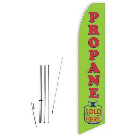 Propane Sold here Lime Green Super Novo Feather Flag - Complete with 15ft Pole Set and Ground Spike