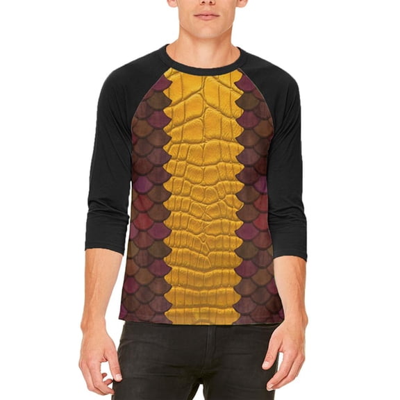 Halloween Red Dragon Costume Mens Raglan T Shirt White-Black X-LG