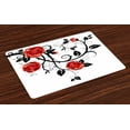 thumbnail image 1 of Ambesonne Gothic Place Mats Set of 4, Swirling Roses Garden, Standard Size, Vermilion Black White, 1 of 4